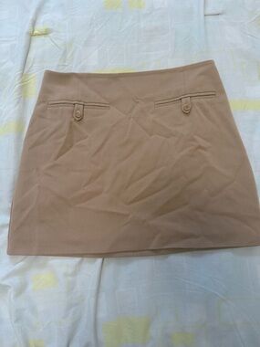 STAUD Beige Tailored Mini Skirt